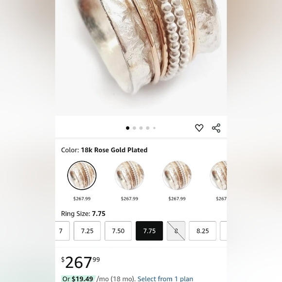 SALE! Stunning 925 Sterling Silver Multicolor Hammered Ring - Picture 9 of 9